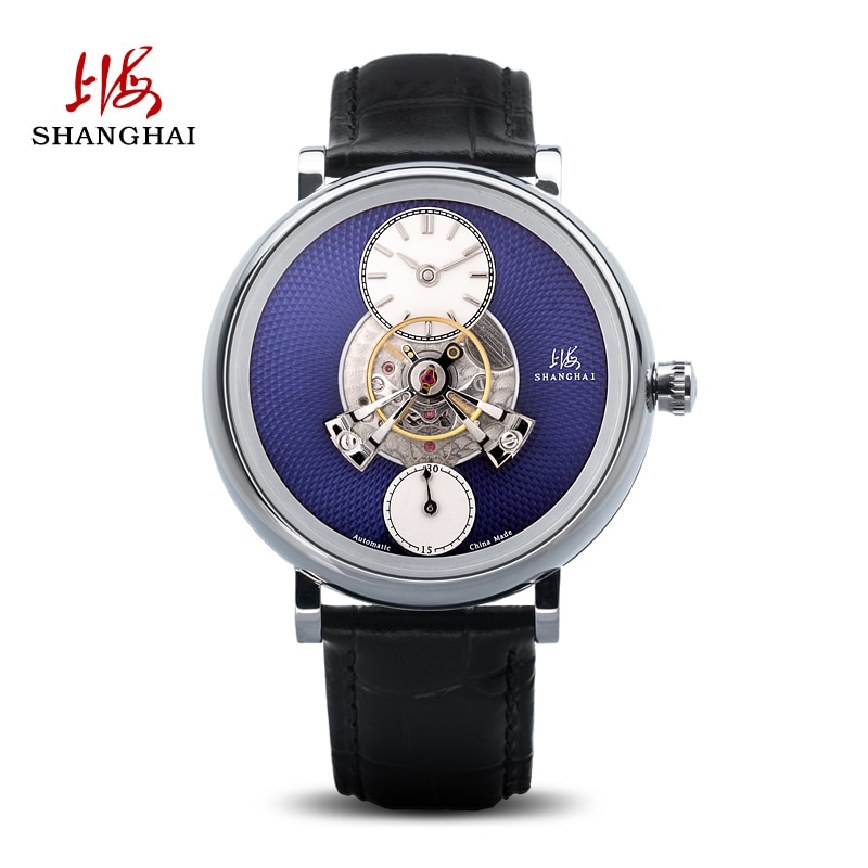 Shanghai Watch Mechanical Watch Men's Watch Casual Fashion New Product Center Flywheel Mechanical Watch Dome Mirror Series Sky W