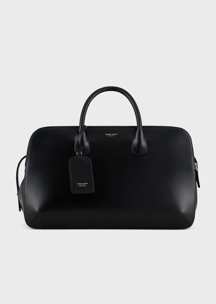 La Prima cow leather travel bag with glossy back